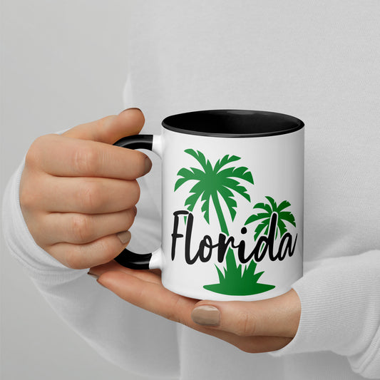 FLORIDA PALM TREE MUG with Color Inside - Florida Palm Tree Mug - FL Mug