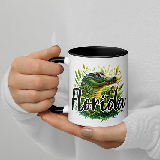 FLORIDA ALLIGATOR Mug with Color Inside - Florida Alligator Mug - AI