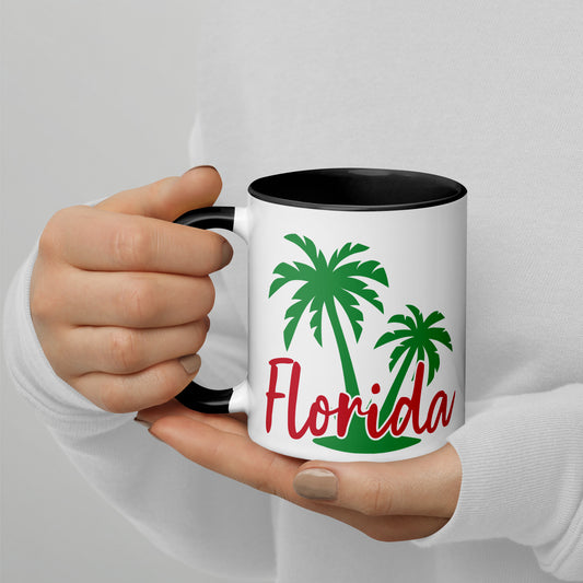 FLORIDA PALM TREE Mug with Color Inside - Florida Palm Tree Coffee Mug