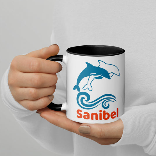 SANIBEL DOLPHINS Mug with Color Inside - Sanibel Island Florida Dolphin Mugs