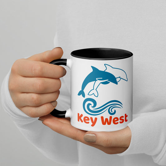 KEY WEST DOLPHINS Mug with Color Inside - Key West Florida Dolphin Mugs