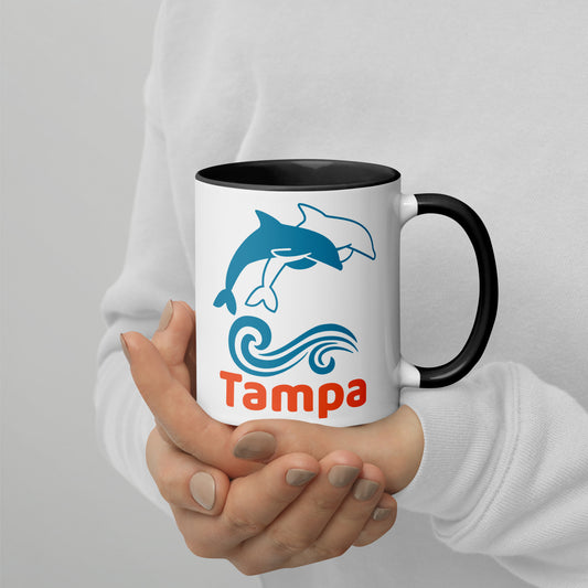 TAMPA DOLPHINS Mug with Color Inside - Tampa Florida Dolphin Mugs