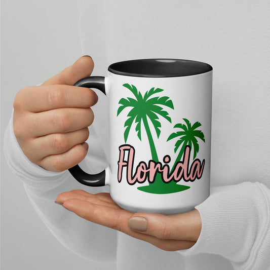 FLORIDA PALM TREES Mug with Color Inside - Florida Palm Tree Mugs - FL Palm Tree Mugs