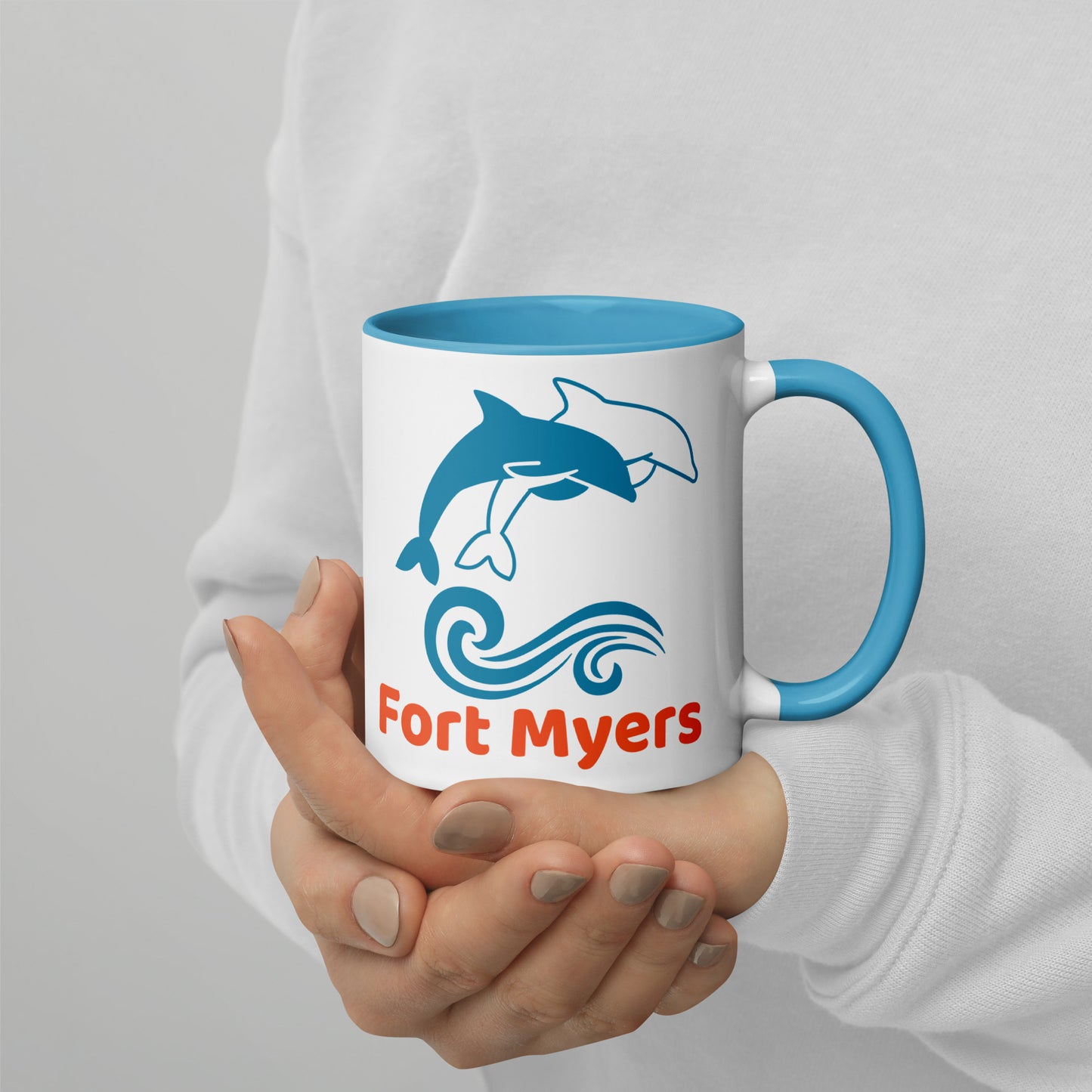 FORT MYERS DOLPHINS Mug with Color Inside - Fort Myers Florida Dolphin Mugs