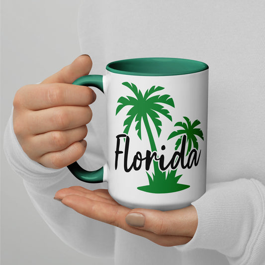 FLORIDA PALM TREE MUG with Color Inside - Florida Palm Tree Mug - FL Mug