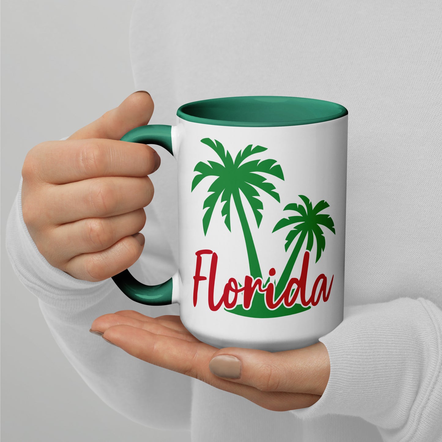FLORIDA PALM TREE Mug with Color Inside - Florida Palm Tree Coffee Mug