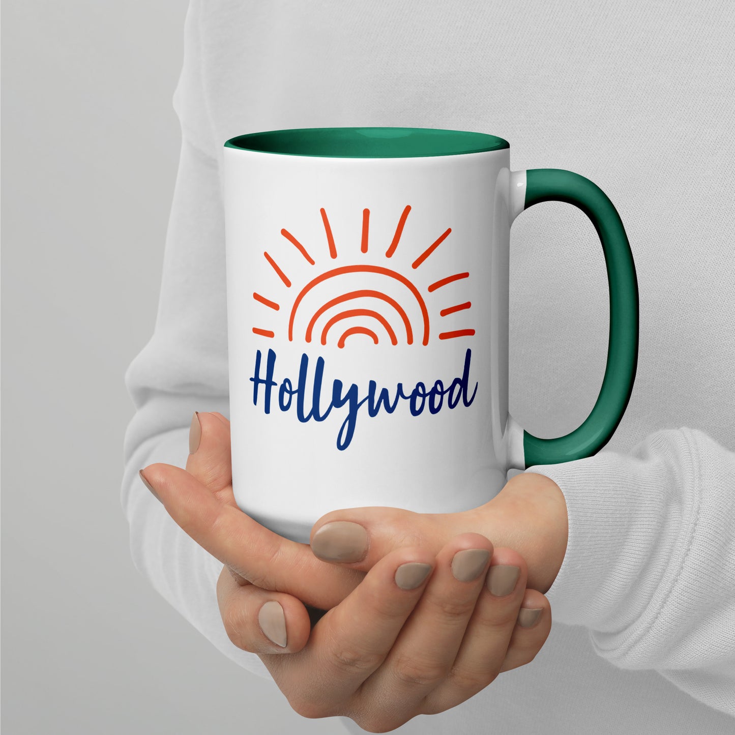HOLLYWOOD SUNSHINE Mug with Color Inside - HOLLYWOOD Florida Sun Mugs - Hollywood Coffee Mug