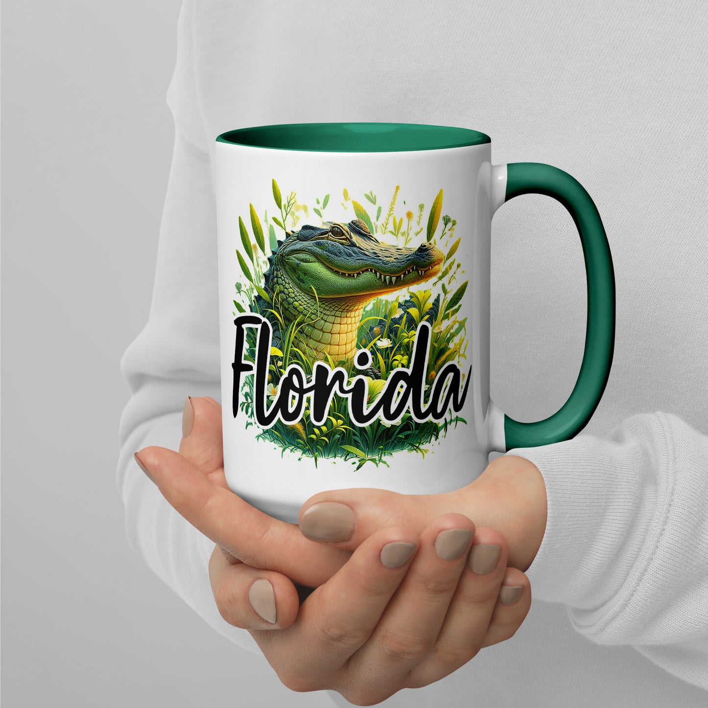 FLORIDA ALLIGATOR Mug with Color Inside - Florida Alligator Mug - AI