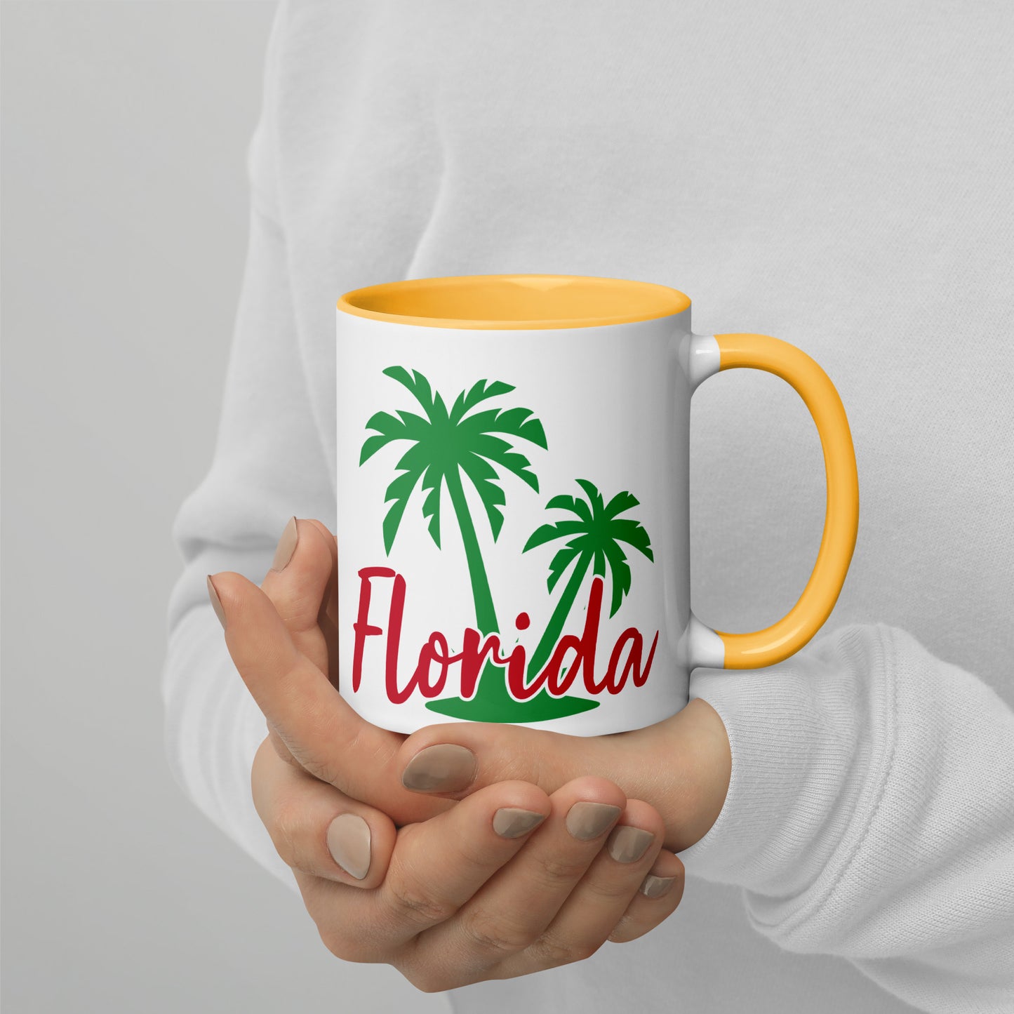 FLORIDA PALM TREE Mug with Color Inside - Florida Palm Tree Coffee Mug
