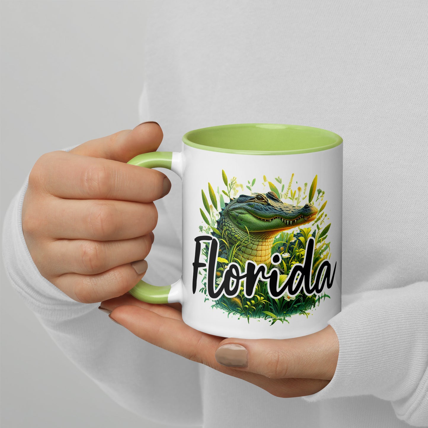 FLORIDA ALLIGATOR Mug with Color Inside - Florida Alligator Mug - AI