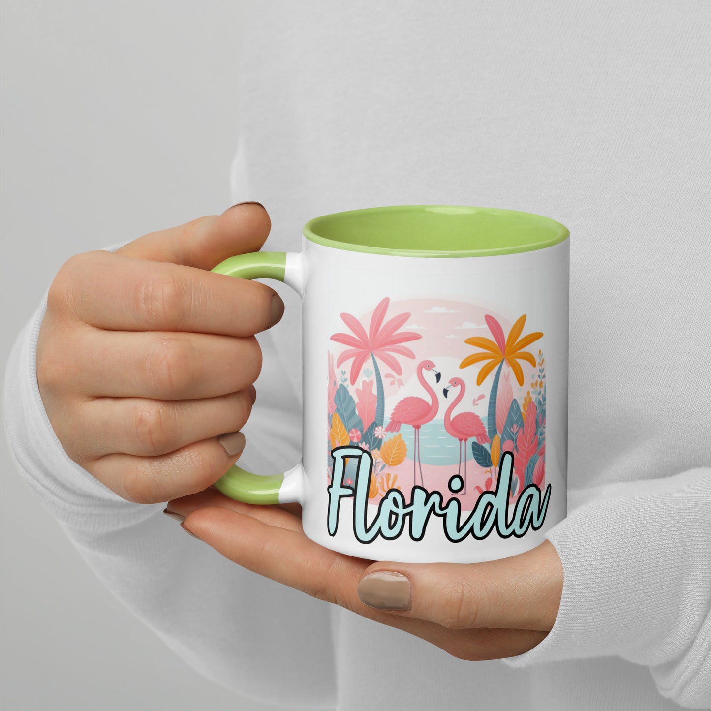 Florida Flamingo Mug with Color Inside