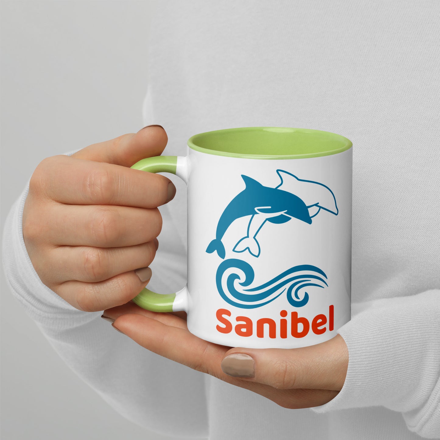SANIBEL DOLPHINS Mug with Color Inside - Sanibel Island Florida Dolphin Mugs