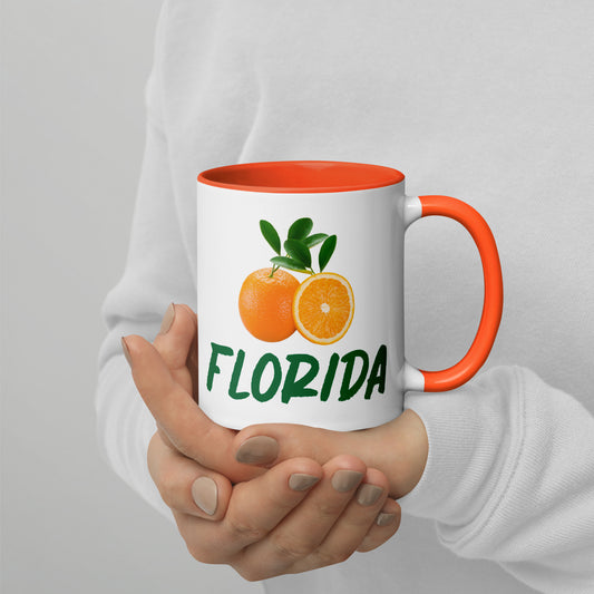 FLORIDA ORANGES Mug with Color Inside - Florida Oranges Mugs - FL Orange Mugs