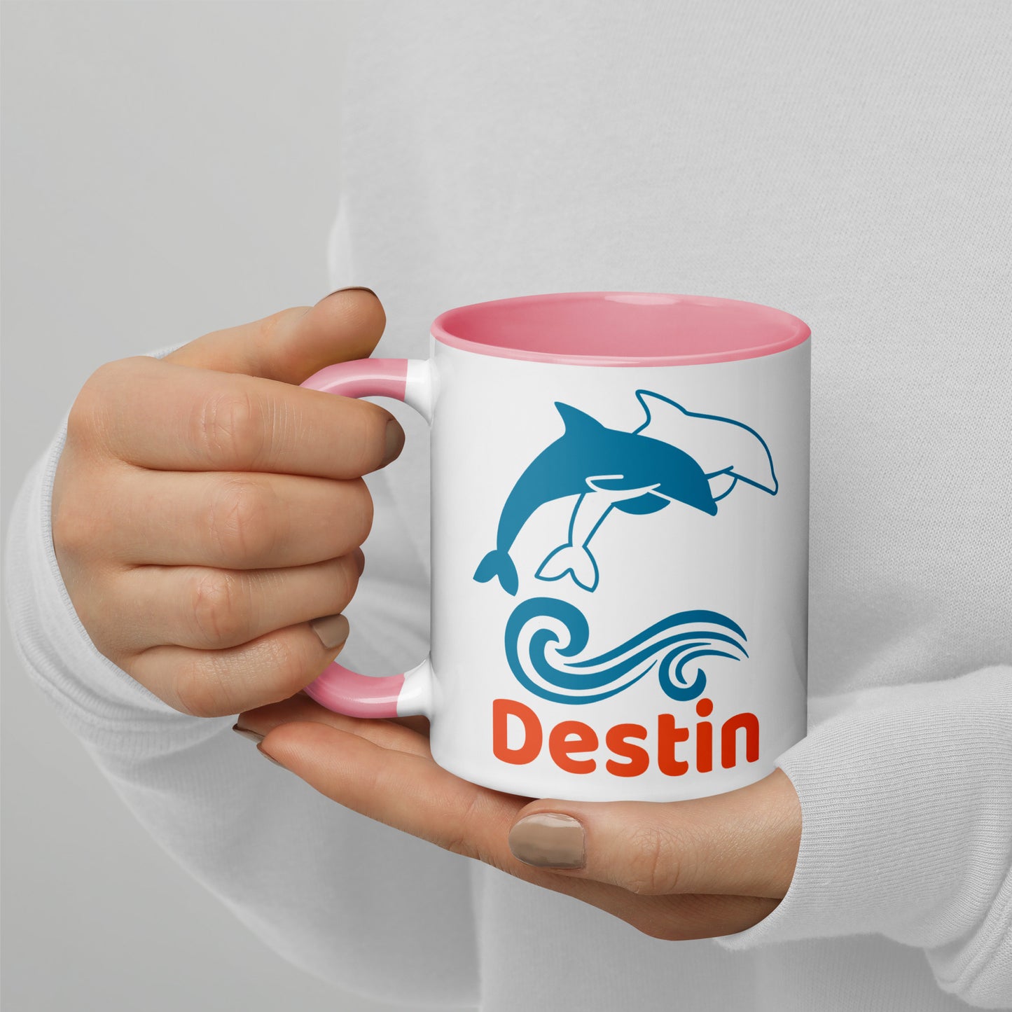DESTIN DOLPHINS Mug with Color Inside - Destin Florida Dolphin Mugs