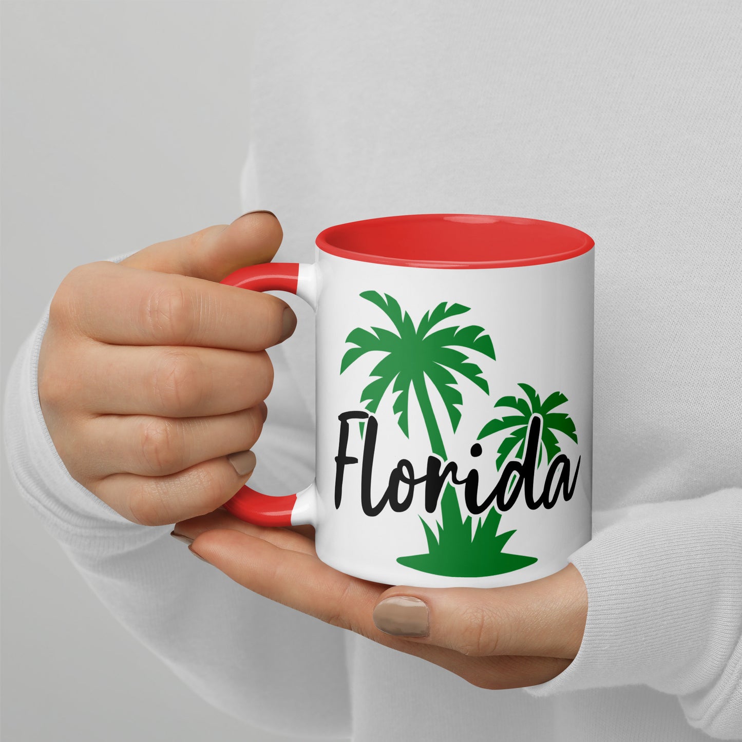 FLORIDA PALM TREE MUG with Color Inside - Florida Palm Tree Mug - FL Mug