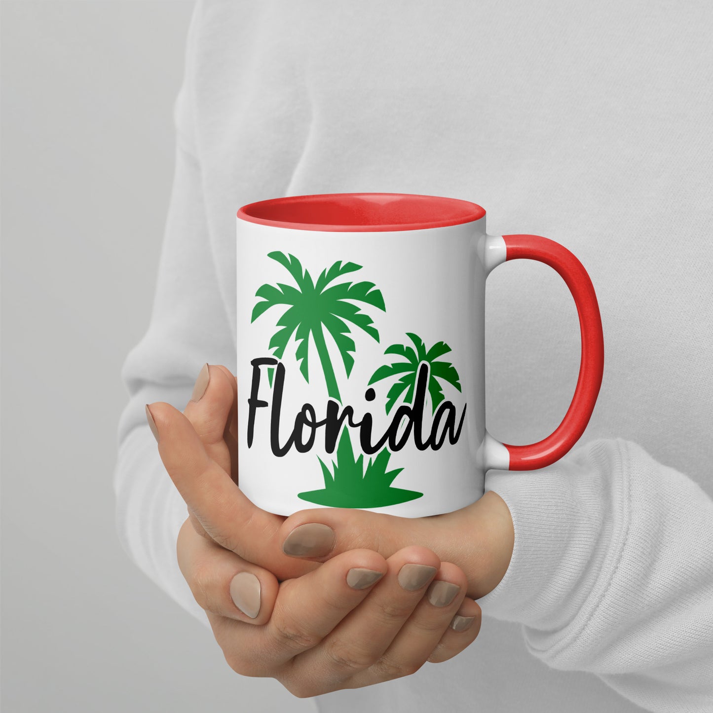 FLORIDA PALM TREE MUG with Color Inside - Florida Palm Tree Mug - FL Mug