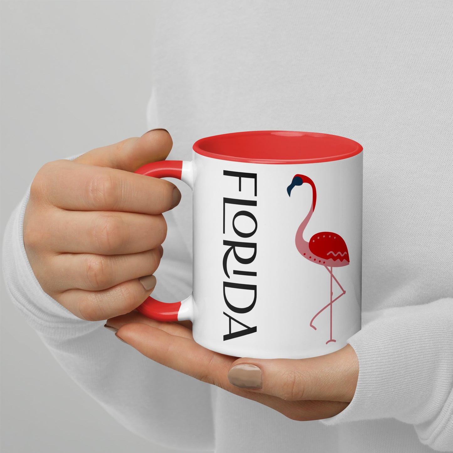 Florida Flamingo Mug with Color Inside - Flamingo Mugs Florida Mug