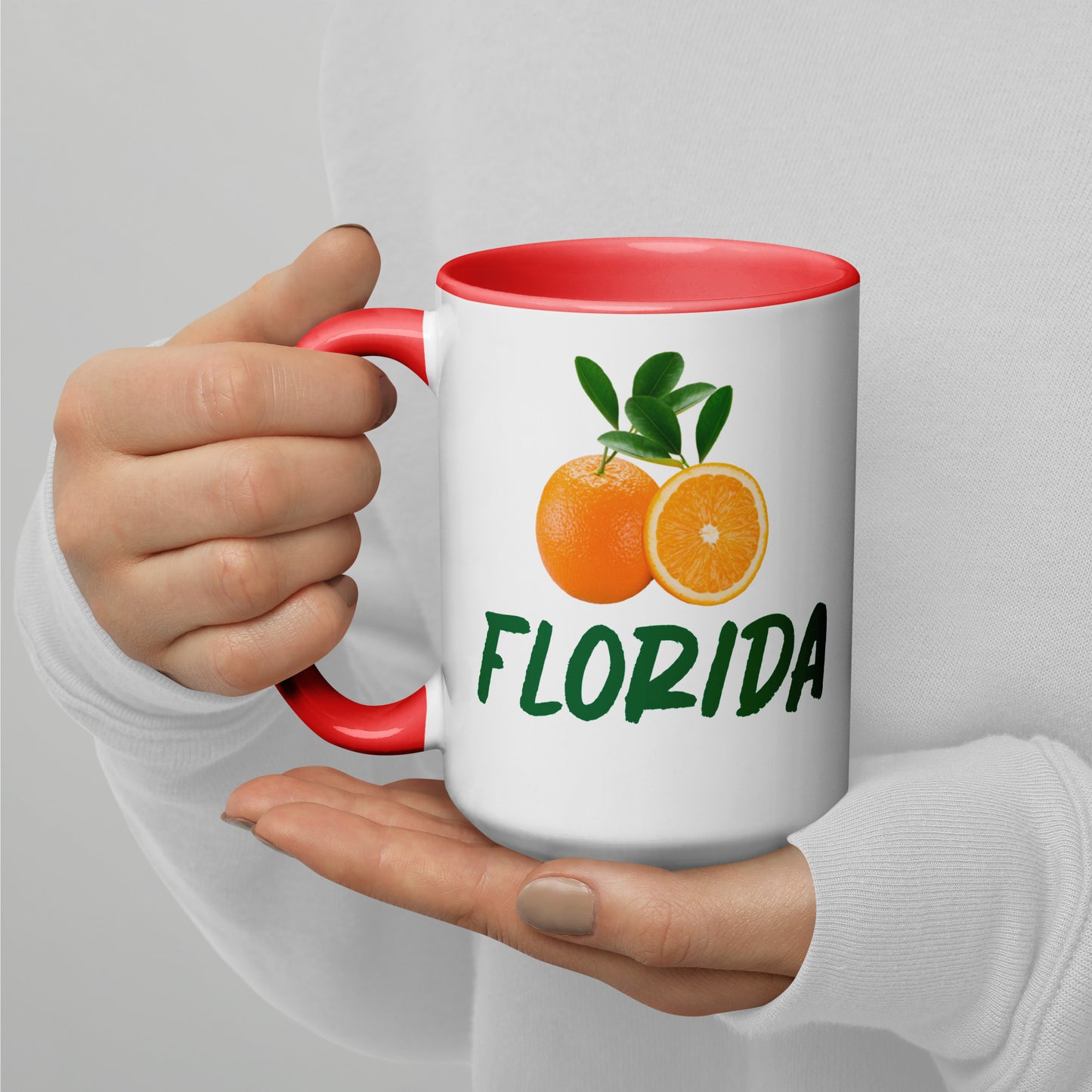 FLORIDA ORANGES Mug with Color Inside - Florida Oranges Mugs - FL Orange Mugs