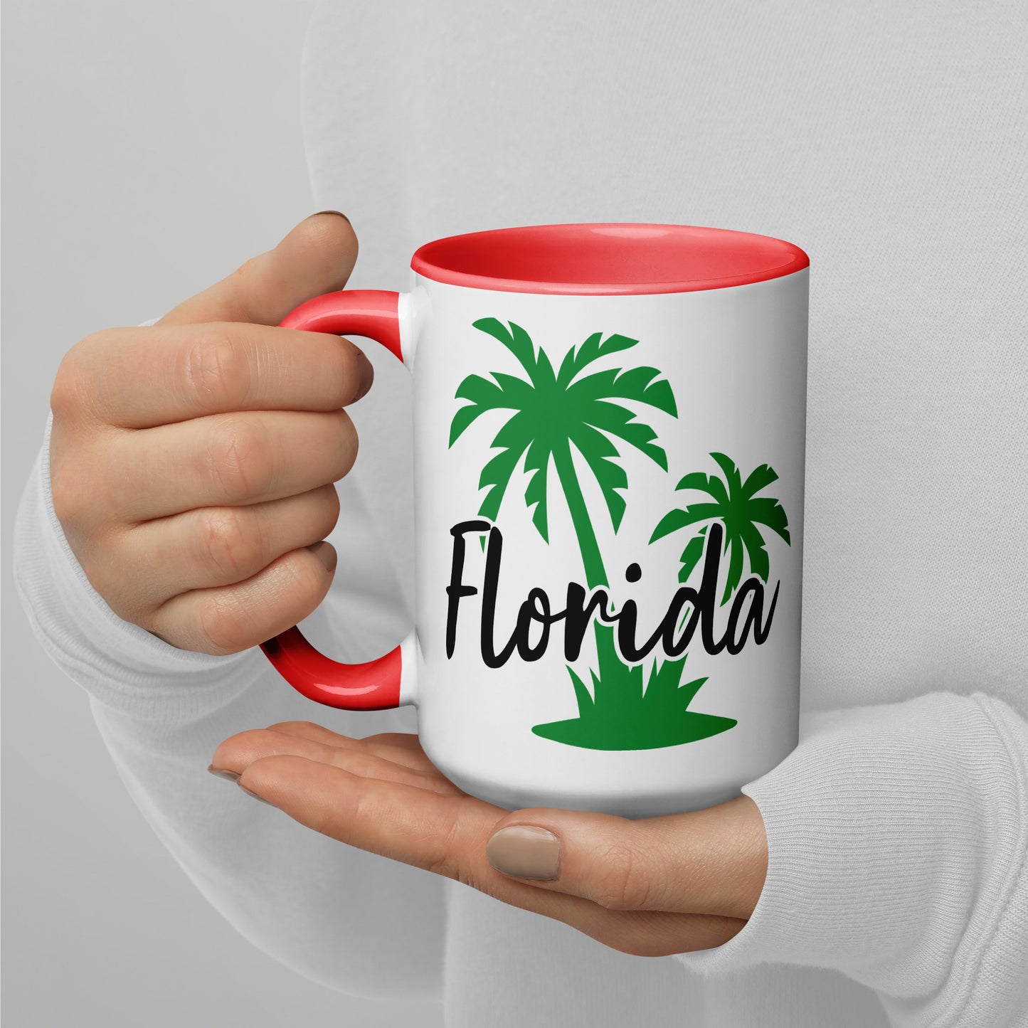 FLORIDA PALM TREE MUG with Color Inside - Florida Palm Tree Mug - FL Mug