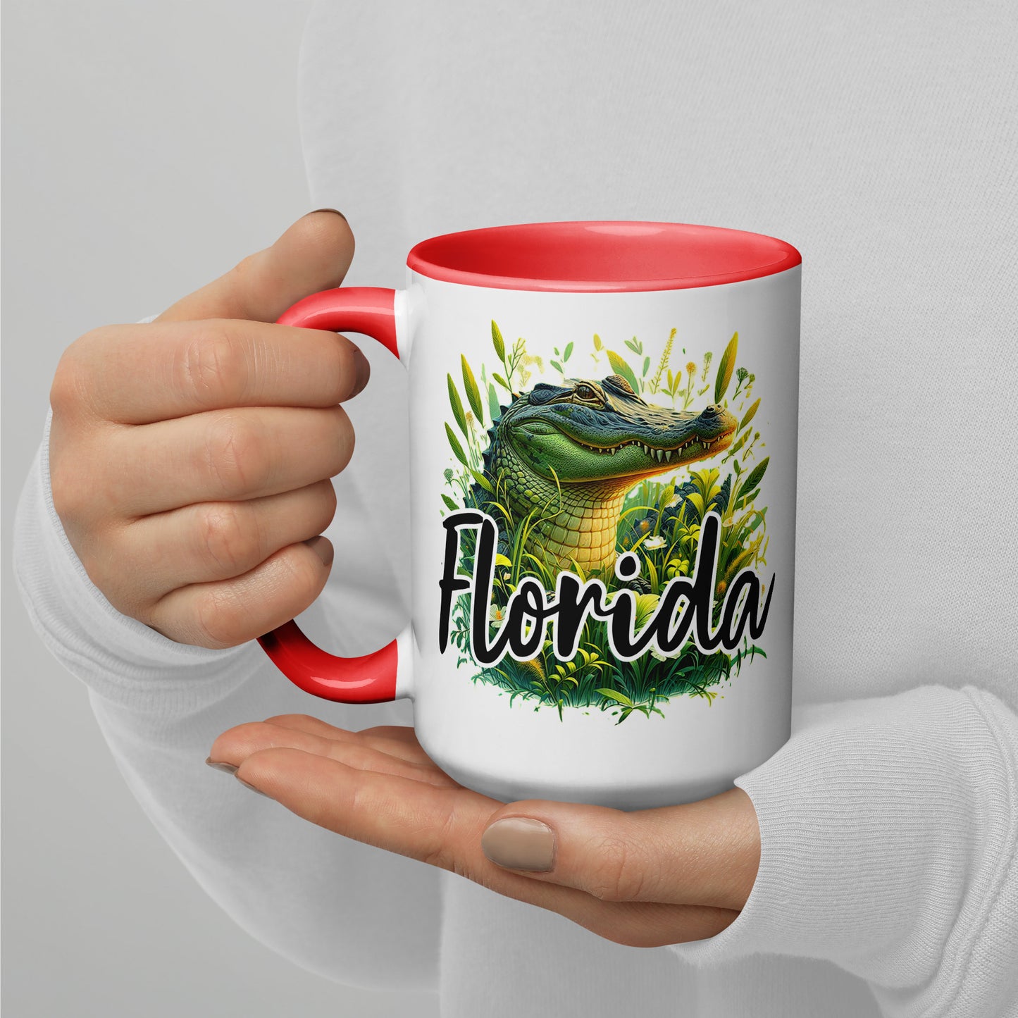 FLORIDA ALLIGATOR Mug with Color Inside - Florida Alligator Mug - AI
