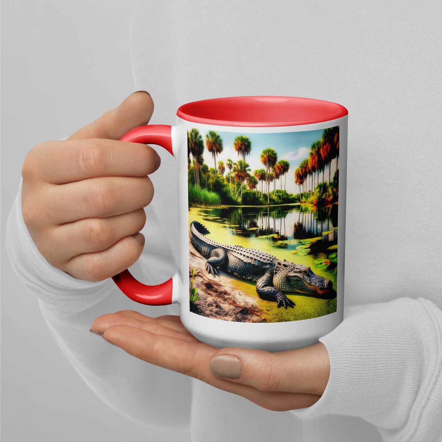 ALLIGATOR Florida Mug - Florida Alligator Mug Palm Trees