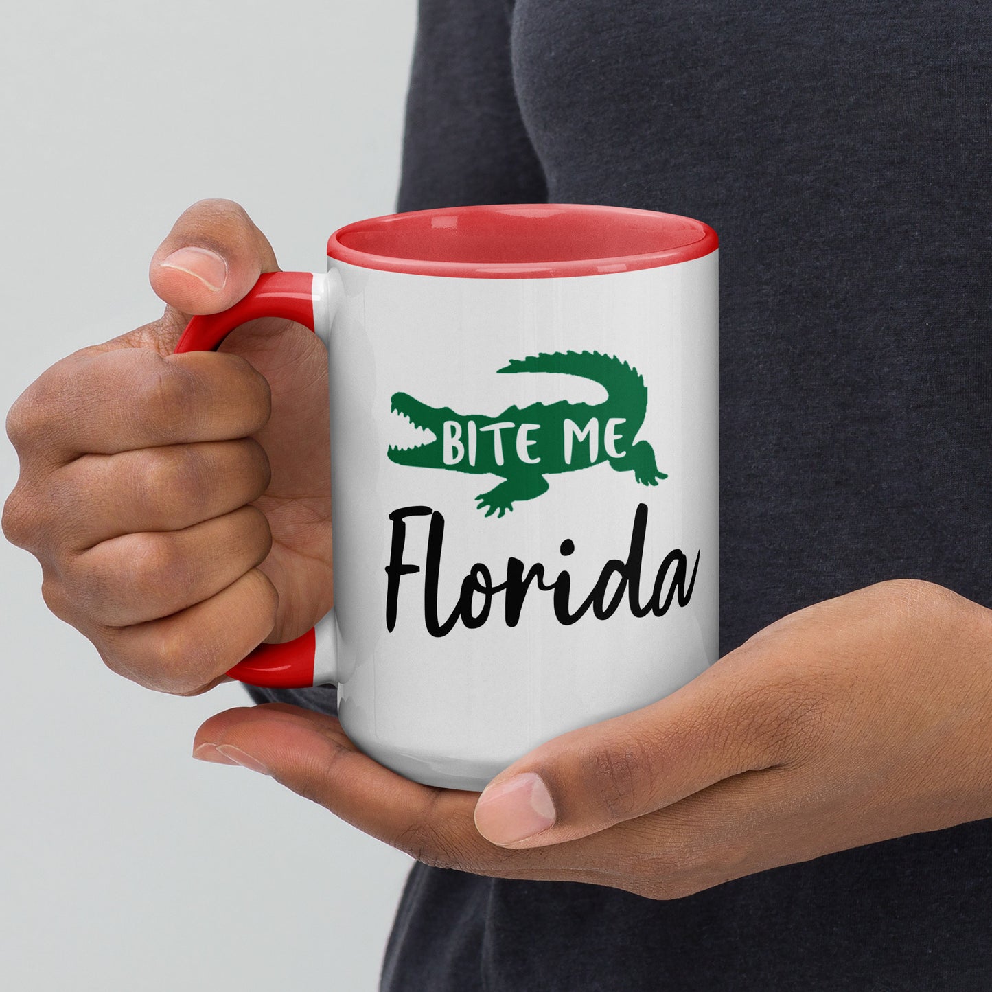 FLORIDA ALLIGATOR "BITE ME" Mug with Color Inside - Florida Alligator Mugs