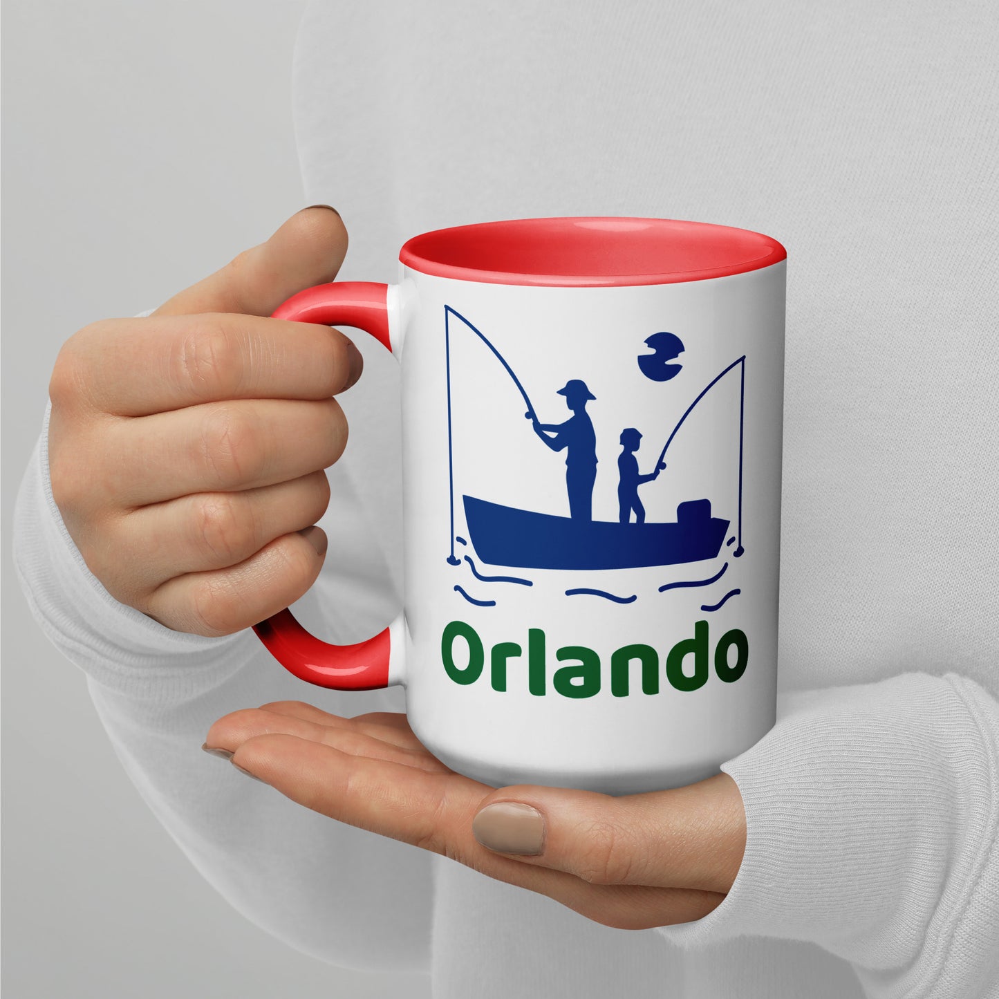 ORLANDO FLORIDA FISHERMAN Mug with Color Inside - Orlando Florida FISHING Mugs