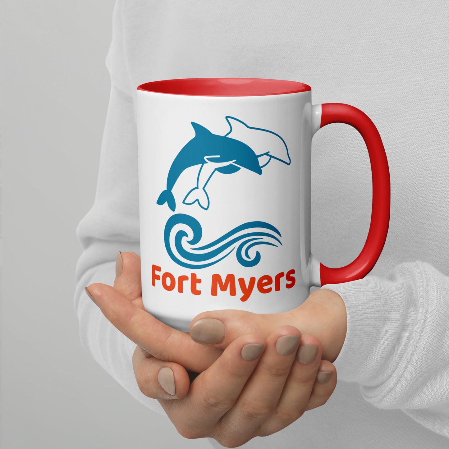 FORT MYERS DOLPHINS Mug with Color Inside - Fort Myers Florida Dolphin Mugs