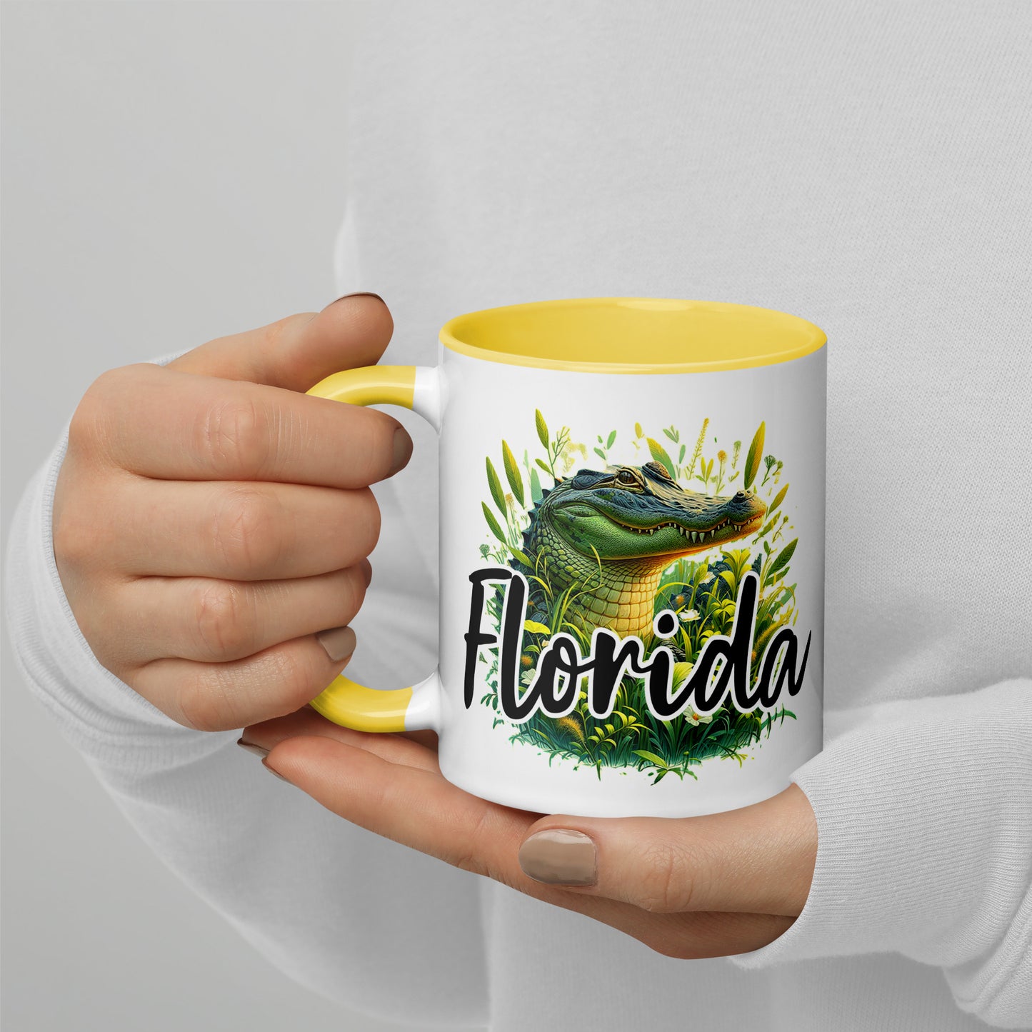 FLORIDA ALLIGATOR Mug with Color Inside - Florida Alligator Mug - AI