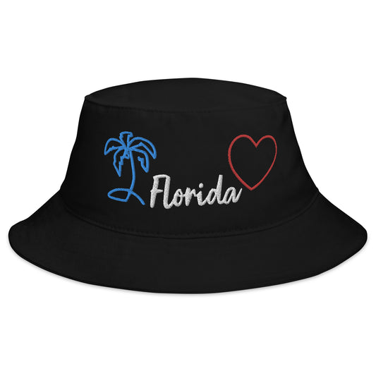 FLORIDA W/ PALM TREE & HEART - Bucket Hat - Big Accessories