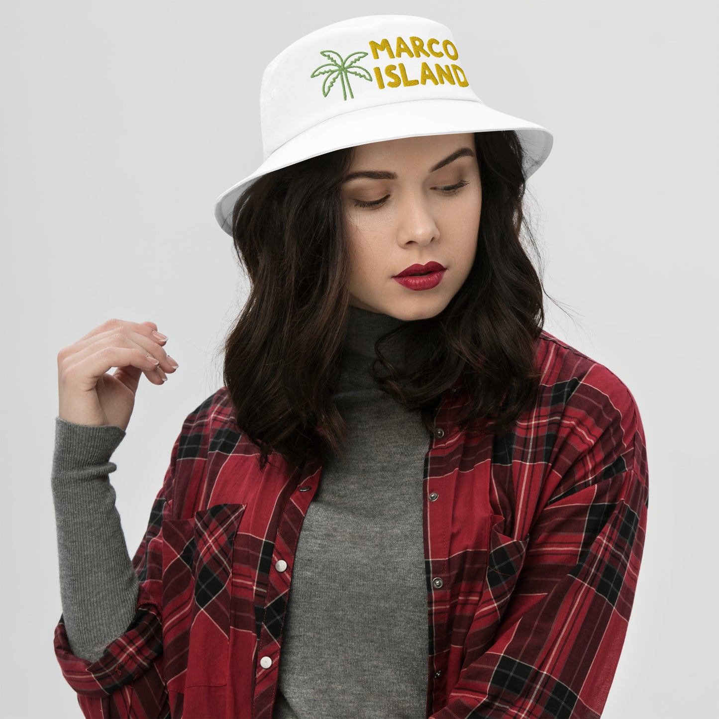 MARCO ISLAND W/ PALM - FLORIDA Bucket Hat - Big Accessories