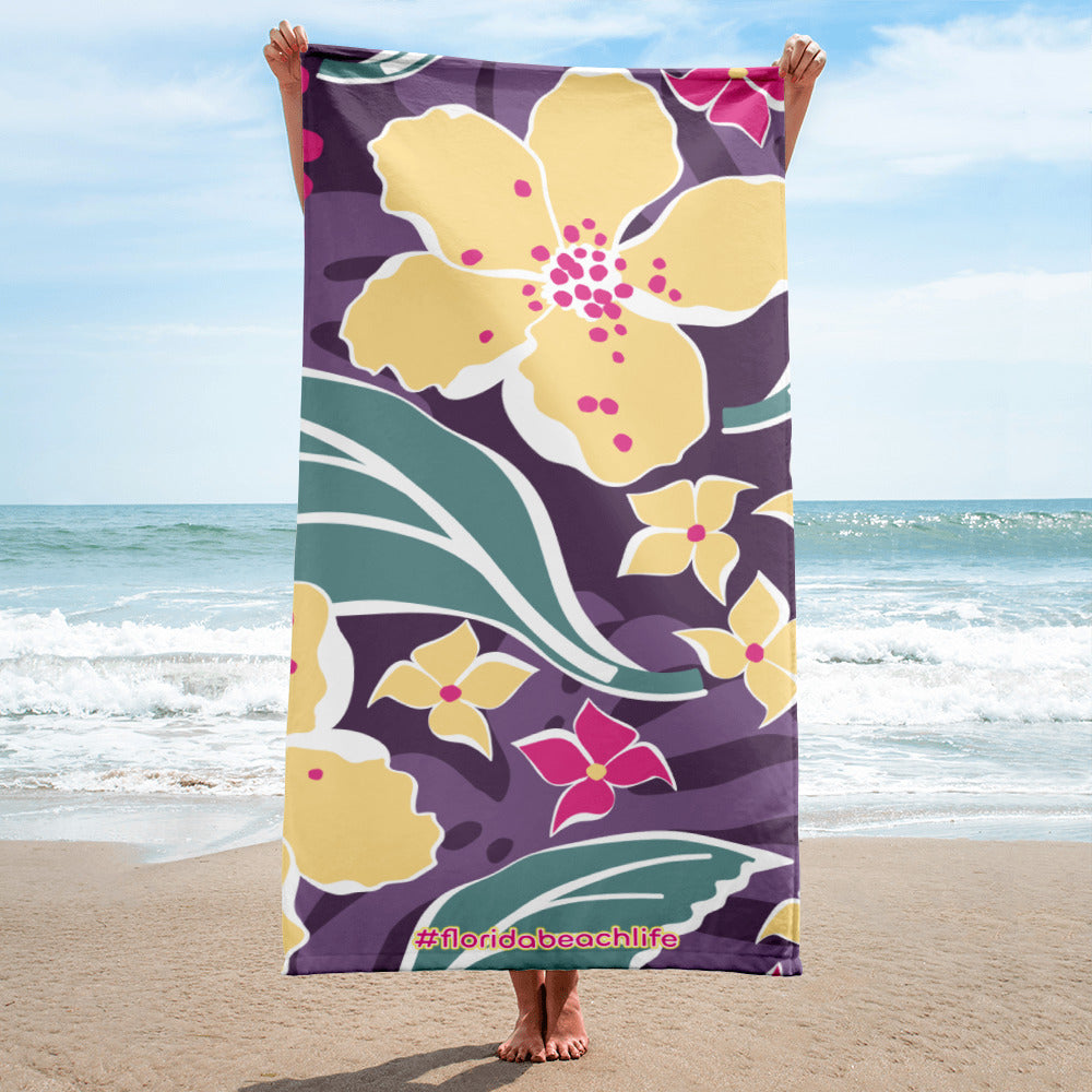 Florida Beach Vibes Abstract Floral Towel