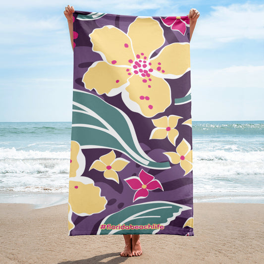 Florida Beach Vibes Abstract Floral Towel