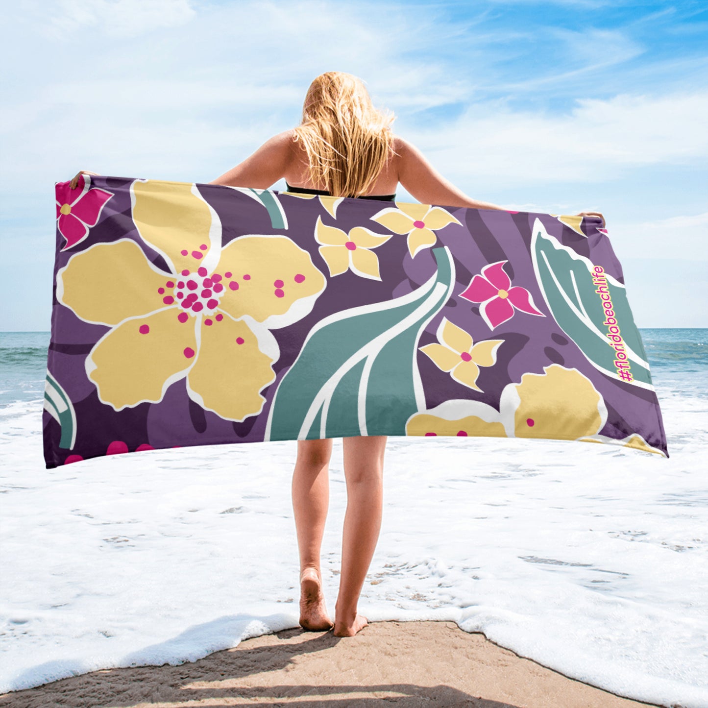 Florida Beach Vibes Abstract Floral Towel