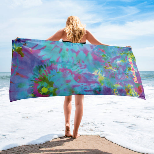 Florida Beach Vibes Rainbow Burst Tie-Dye Towel