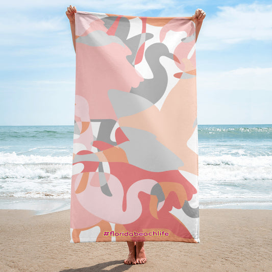 Florida Beach Vibes Pastel Flamingo Towel