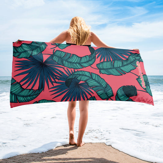 Florida Beach Vibes Hot Pink Floral Towel