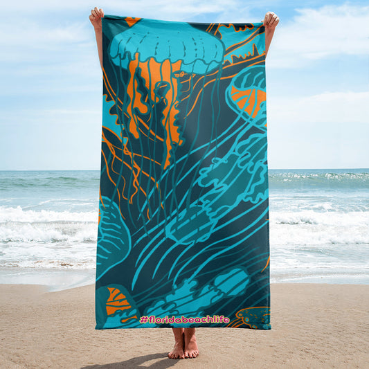Florida Beach Vibes Jellyfish Print Towel