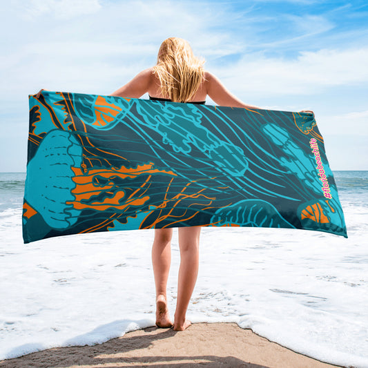 Florida Beach Vibes Jellyfish Print Towel