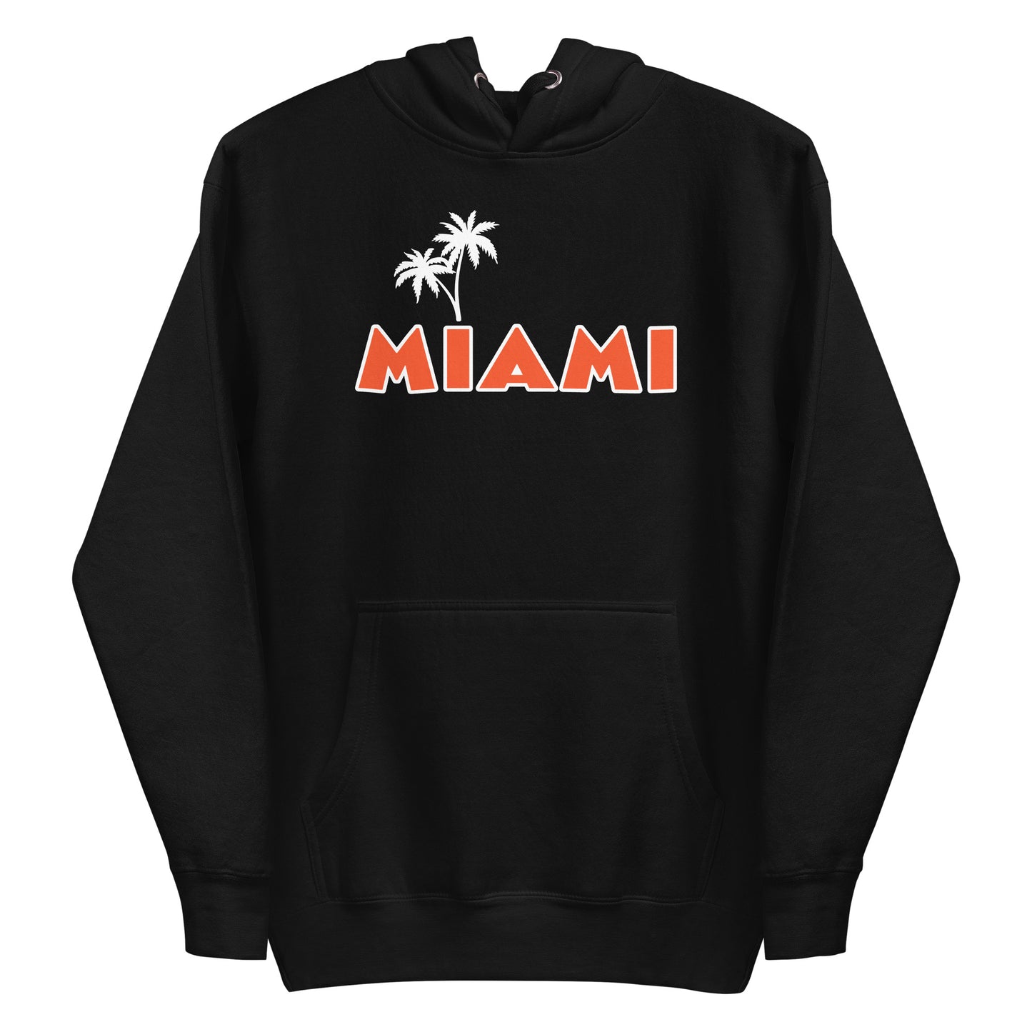 MIAMI FLORIDA HOODIE W/ PALM TREES (orange lettering) - Unisex Premium Hoodie - Cotton Heritage M2580