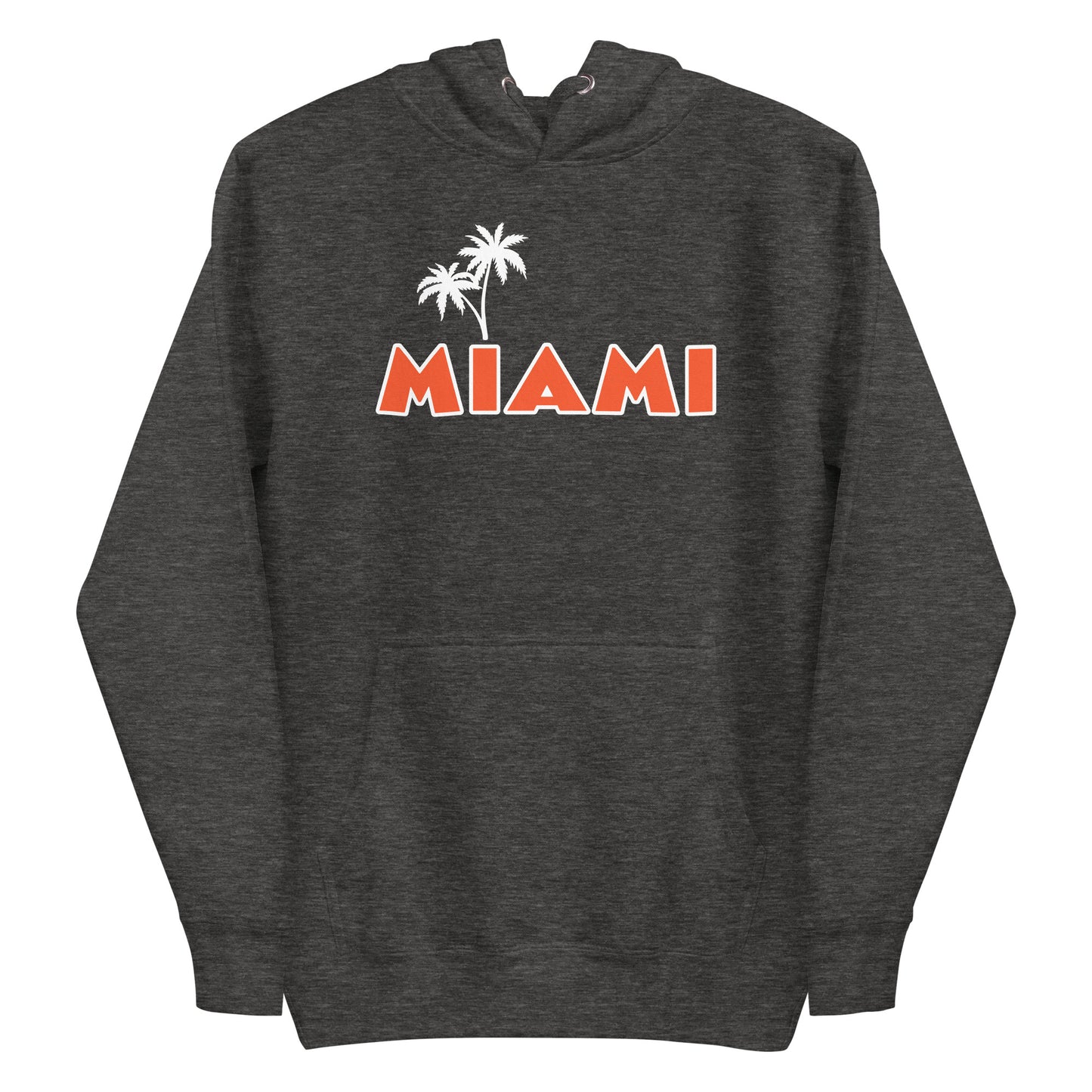 MIAMI FLORIDA HOODIE W/ PALM TREES (orange lettering) - Unisex Premium Hoodie - Cotton Heritage M2580