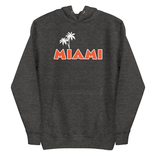 MIAMI FLORIDA HOODIE W/ PALM TREES (orange lettering) - Unisex Premium Hoodie - Cotton Heritage M2580