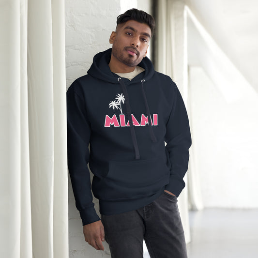 MIAMI FLORIDA HOODIE W / PALM TREE / BLACK - Unisex Premium Hoodie - Cotton Heritage M2580