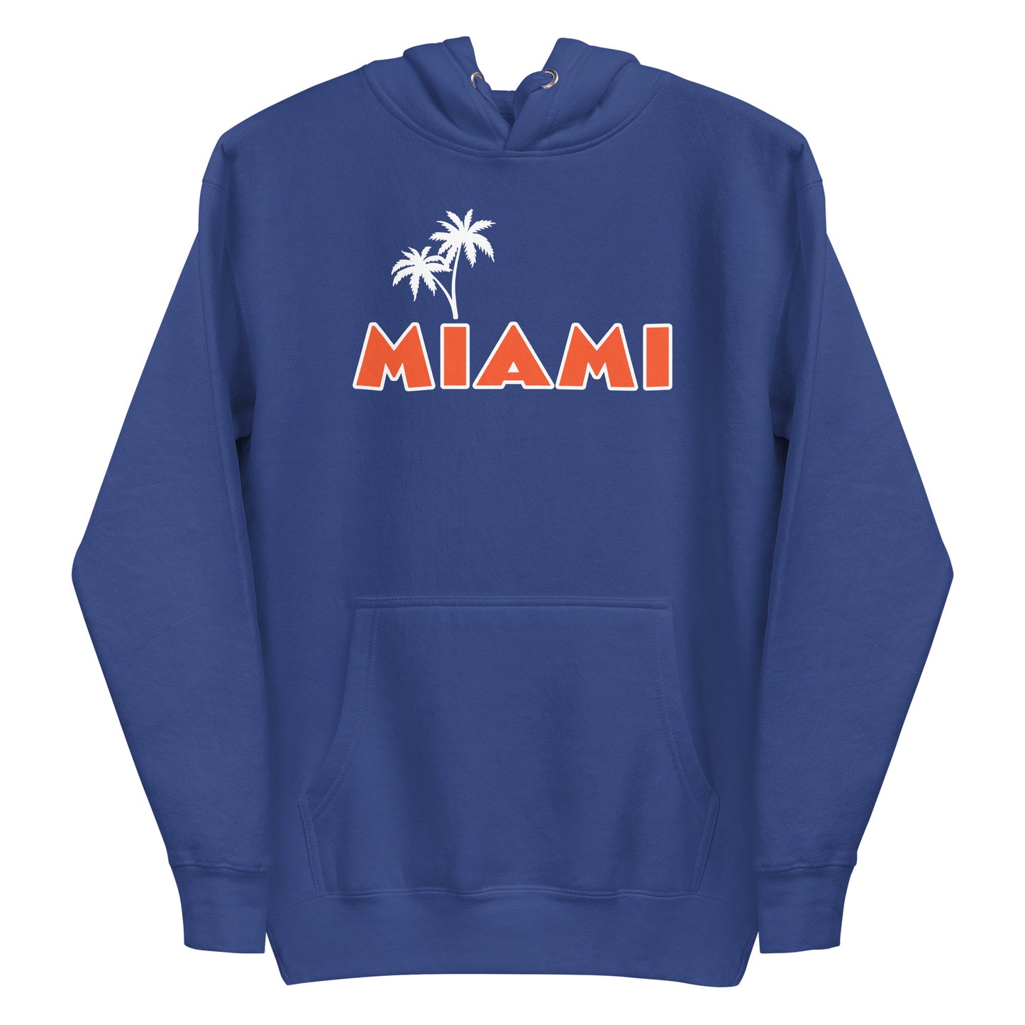 MIAMI FLORIDA HOODIE W/ PALM TREES (orange lettering) - Unisex Premium Hoodie - Cotton Heritage M2580