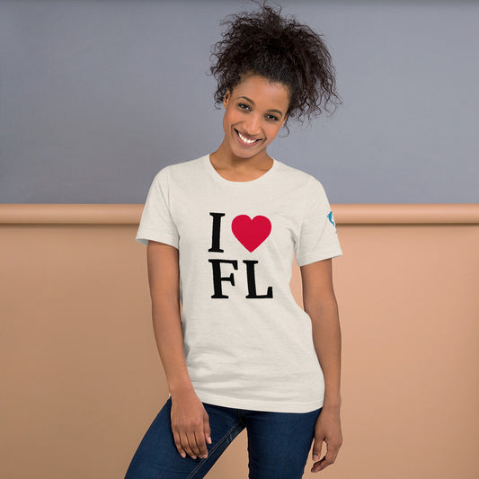 I LOVE FLORIDA W/ DOLPHINS LEFT SLEEVE - Unisex t-shirt