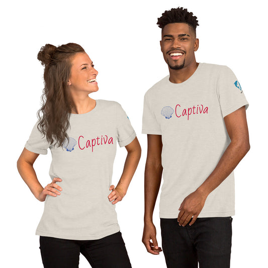 CAPTIVA ISLAND FLORIDA W/ SHELLS & LEFT SLEEVE DOLPHINS - Unisex t-shirt