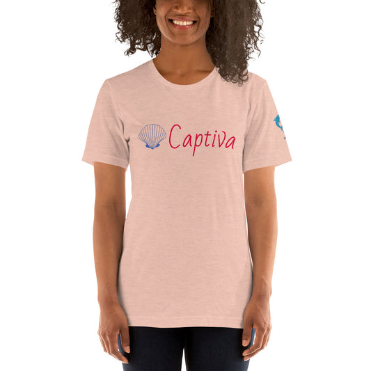 CAPTIVA ISLAND FLORIDA W/ SHELLS & LEFT SLEEVE DOLPHINS - Unisex t-shirt